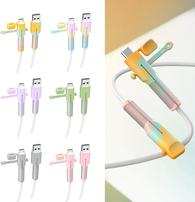 RAWILL Silicone Charger Cable Protectors Compatible, 6 Sets Data Cable Protector Cover, Cord Organizer & Dustproof (Type C to USB) - Image 2